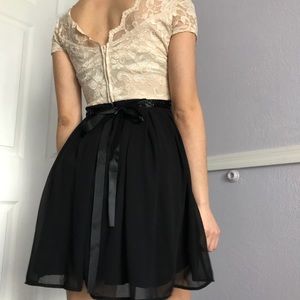 Black and Ivory Lace detailing formal Dress